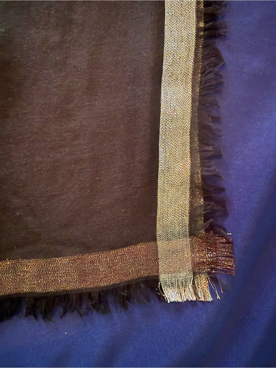 Loro Piana Accessories - Black Loro Piana Scarf with Metallic Gold Trim